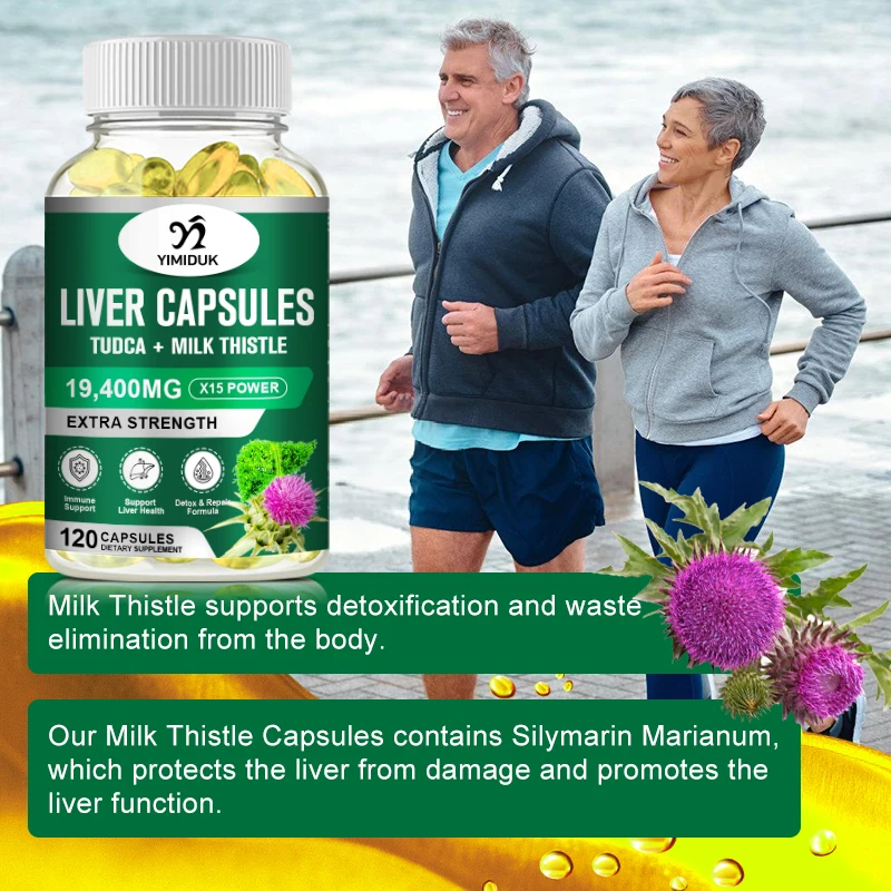 Liver Capsules Tudca + Milk Thistle Liver Detox and Cleanse for Health Promotes Liver Toxinremoval Antioxidant & Detoxifier images - 6