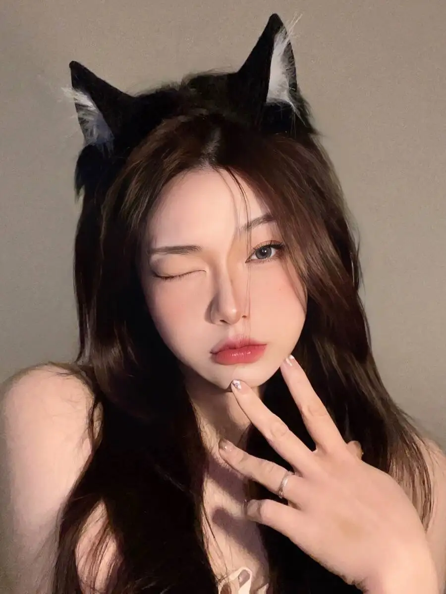 Woman Lovely Lolita Cat Fox Headband Headdress Plush Ears Tail Anime Cosplay Props Neko Ear Kawaii Hair Accessories