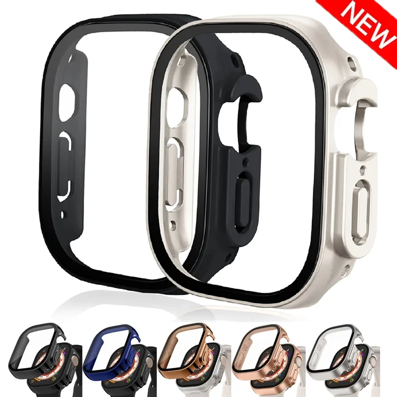 Vetro + Custodia Per Apple Watch Ultra 2 49Mm Accessori Custodia Smartwatch Pc Bumper + Screen Protector Cover Temperata Iwatch Series Band