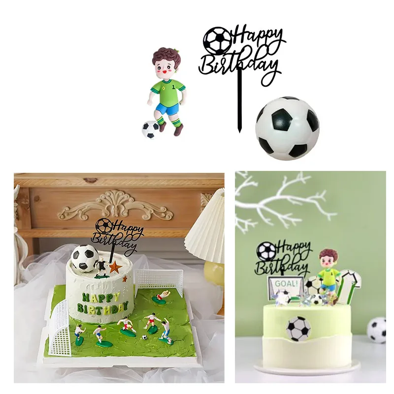 Cake Decor Soccer-Themed Kit Hexagonal Cutting Tools Baking Inserts for Children's Sports Birthday Party Table Decorations