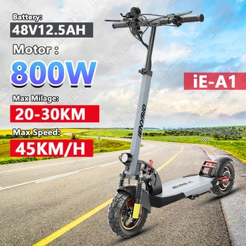 A1 Scooter elettrico Potente 800W 48V 12.5Ah Velocità massima 45 km/h 45 km Portata 10 ''Pneumatico Doppio scarico pieghevole EScooter per adulti
