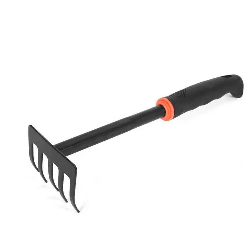 Gardening Tools Black Plastic Handle Two-headed Hoe Dual-use Hoe Five-tooth Rake Outdoor Hoe Flower Shovel Garden Shovel