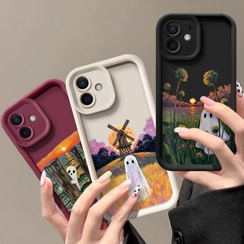Abstract Cute Ghost Pattern Halloween Soft Phone Case Cover s