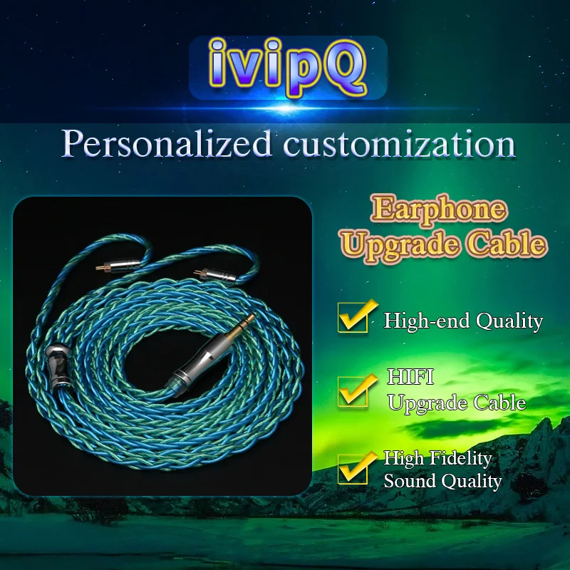 IvipQ 8 Core Gold Silber Palladium Graphen Silberbeschichtetes IEM-Kopfhörerkabel 2,5/3,5 mm/4,4 mm MMCX 0,78 2PIN IE900 N5005 für F1 – Detail 2