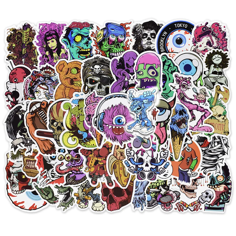 

10/30/50pcs Cool Horror Thriller Character Stickers for Motorcycle Car Helmet Skateboard Waterproof Graffiti Sticker Decals Toys