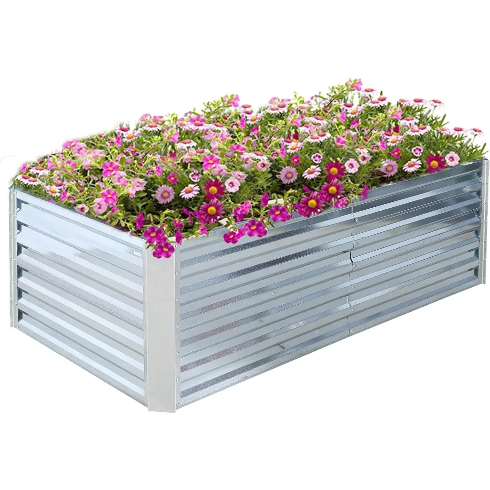 

8x4x2 FT Galvanized Raised Garden Bed Box Large Metal Outdoor Flower Bed Steel Patio Ground Planter for Planting Vegetables