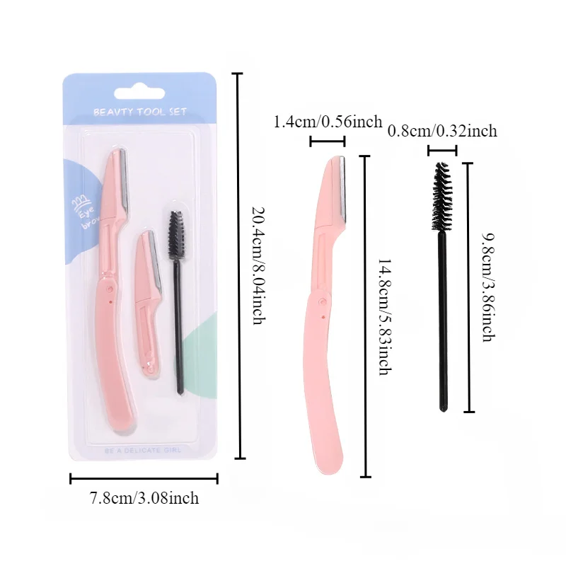 6Pcs Eyebrow Repair Tool Set Scraping Eyebrow Knife Eyelash Dual-use Brush Portable Makeup Tools