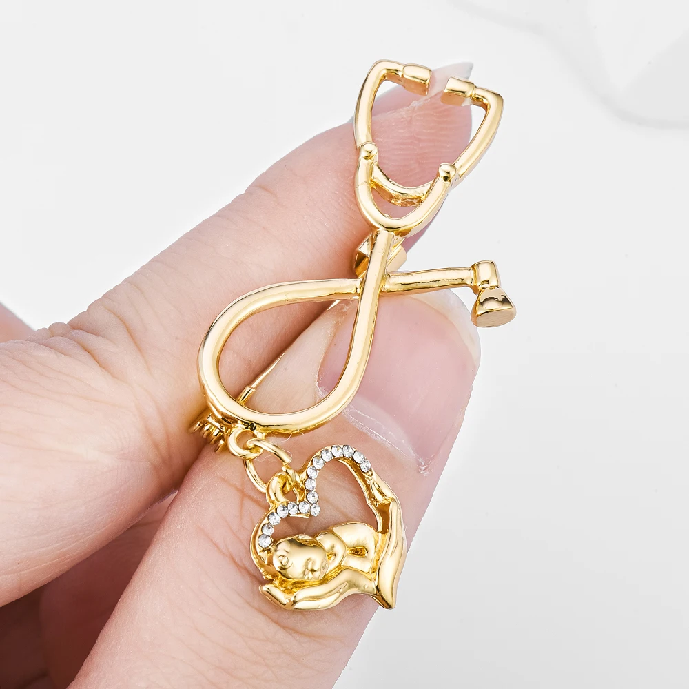 Hanreshe Baby-Brosche mit Anhänger für Neugeborene, medizinischer Geburtshilfe, Schmuck, Anstecknadel für Geburtshelfer, Hebamme, Rucksack, Abzeichen, Zubehör – Detail 10