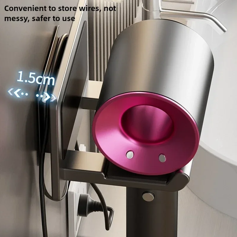 Wall Mounted Holder Hair Dryer  Compatible Metal Organizer with Non-Slip Pad, Accessory Organizer for Bedroom Bathroom Shelves 3