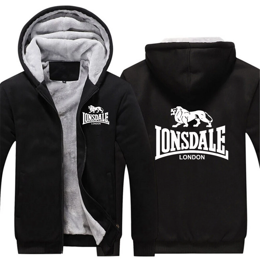Мужская брендовая утепленная флисовая Спортивная Толстовка Lonsdale с принтом в