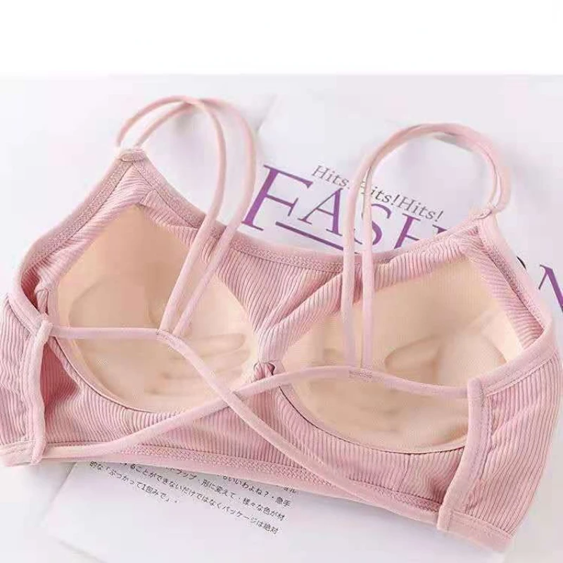 Bralette for women One-piece backless bra Women crop top tube top seamless push up no wire cross back tube crop