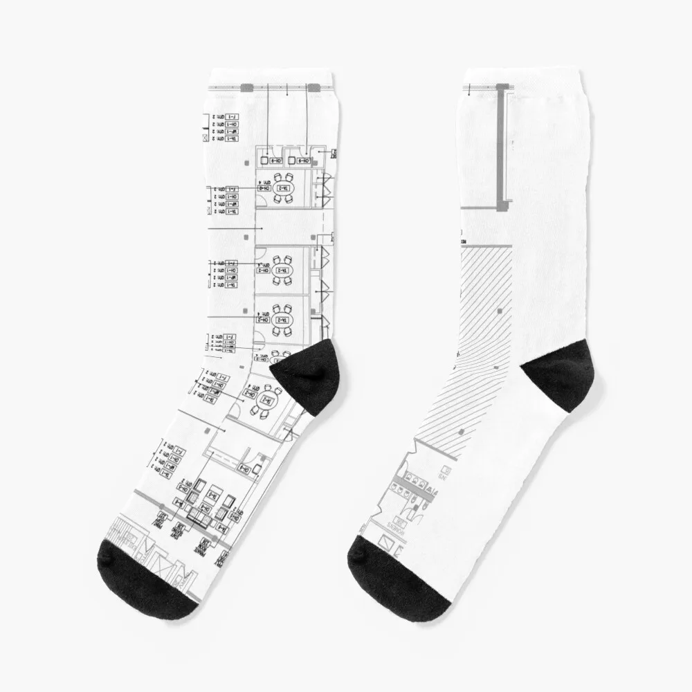 Architect's Blueprint - Architecture Pattern Socks winter gifts basketball warm winter socks Run Socks Woman Men's architecture in asmara