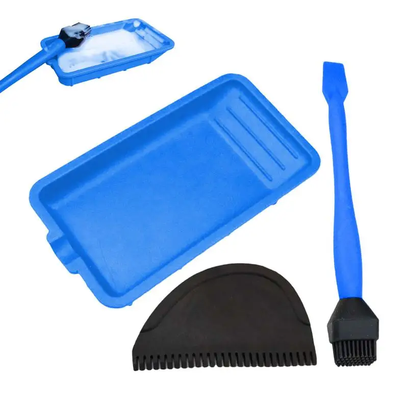 Woodworking Brush Tool Set Soft Silicone Wood Glue Applicator Thin Non-slide Scraper Glue Tray DIY Crafts Spreader Brush,woodworking tool set