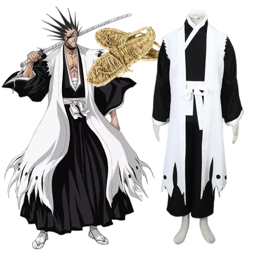 

Anime Bleach 11th Division Captain Zaraki Kenpachi Cosplay Costume Kimono Uniform Suit Men's Costumes