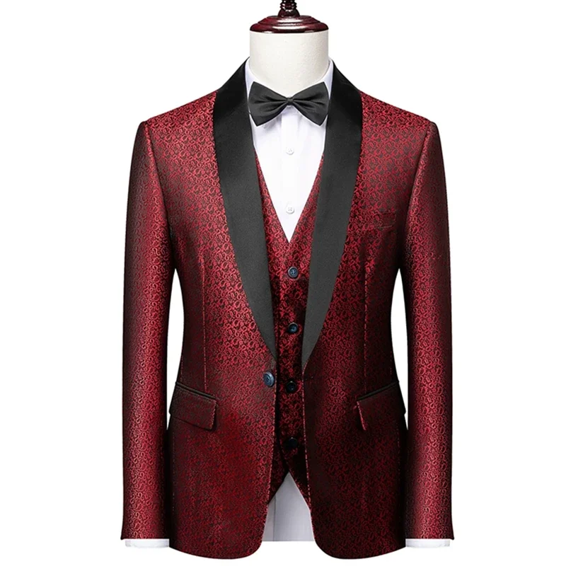 Men's Suit mens suit Suit Jacket Pants Vest 3 Pcs Set Fashion New Casual Boutique Business British Style Blazers Coat Trousers Waistcoat