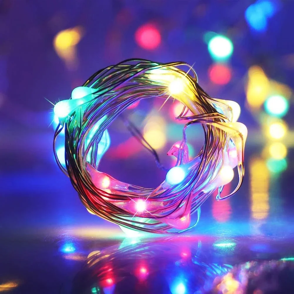 LED String Lights 10pcs LED String Light Battery Operated Copper Wire Fairy Lights Festive Decoration Flashing Modes Home Decor