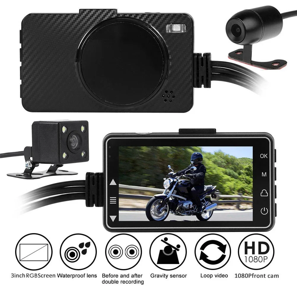 1080P HD 3.0 inch SE300 Motorcycle DVR Front+Rear View RGB Display Screen Motorcycle Dash Cam Digital Video Recorder Dash Cam