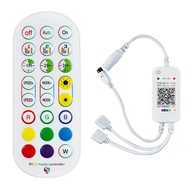 

DC5-24V Bluetooth LED Controller+24 Keys Remote Control APP Control And Music Sync RGB IR RF For 5050 3528 RGB LED Light