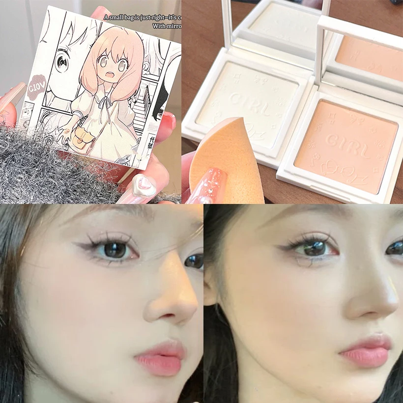 

Girls Makeup Natural Oil-control Pressed Powder Stay-Matte Face Powder Long-lasting Waterproof Concealer Setting Powder Cosmetic