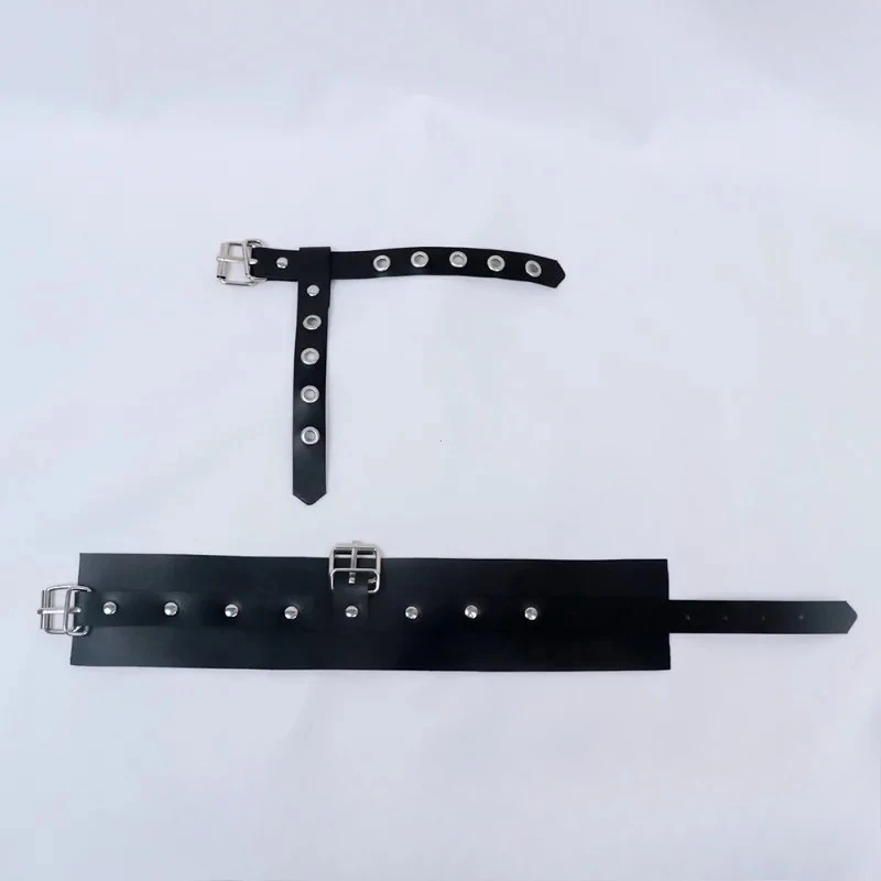 Black Adjustable PU Leather Thumb Bondage Cuffs Hand/Foot Bondage Gear Cuffs BDSM Female Lover Adult Game For Couples