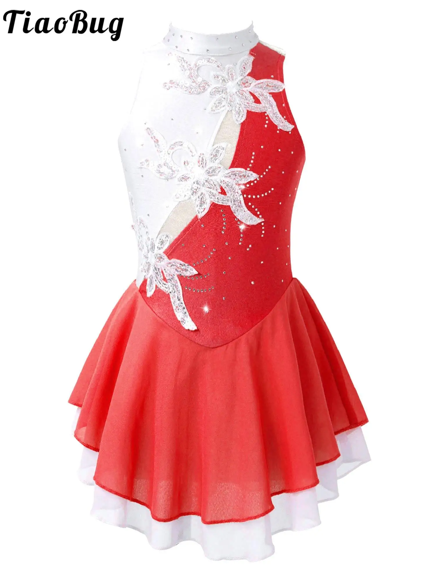 

Kids Dance Dress Embroidery Decor Sleeveless Leotard Dress Girls Dance Performance Children Stage Gymnastics Wear Costume
