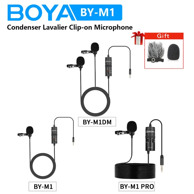 BOYA Upgraded BY-M1S Lavalier Microphone Without Battery Omnidirectional  Lapel Mic for iPhone DSLR Camera Android Smartphone Camcorders Audio