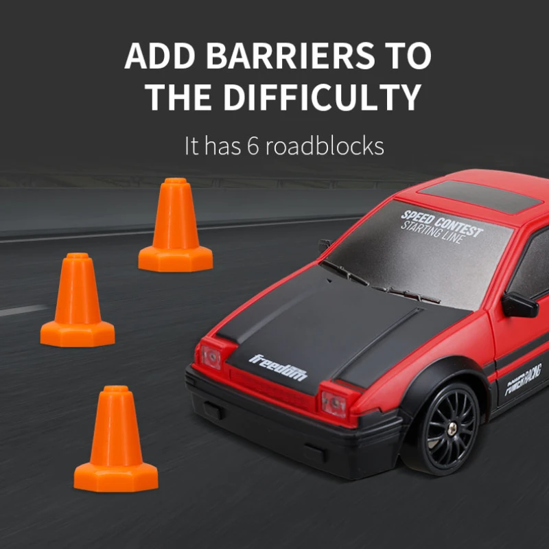 RC Car 2.4G 15km/H 1:24 Four-wheel High Speed Drive Drift Cars Rubber and Drift Two Types of Tires Simulated Racing Toys For Boy 5