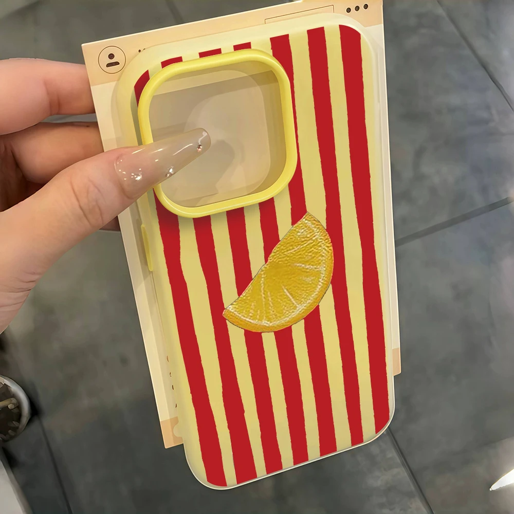 Striped Lemon Candy Colors Shockproof Silicone TPU Phone Case