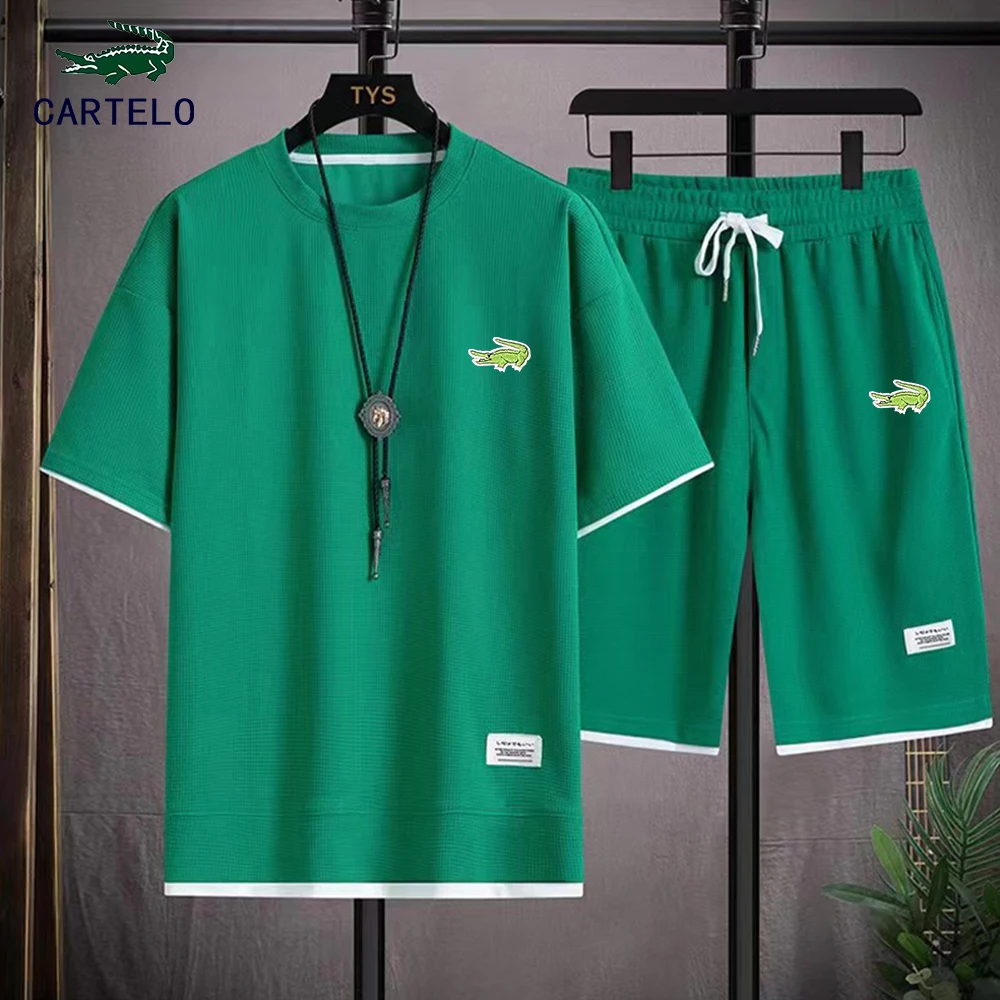 Cartelo Mens Summer Fashion 2 Piece Outfit Clothing Jogger Shorts T Shirt Homme Tracksuit Short Sets Sports Suit Clothes for Men