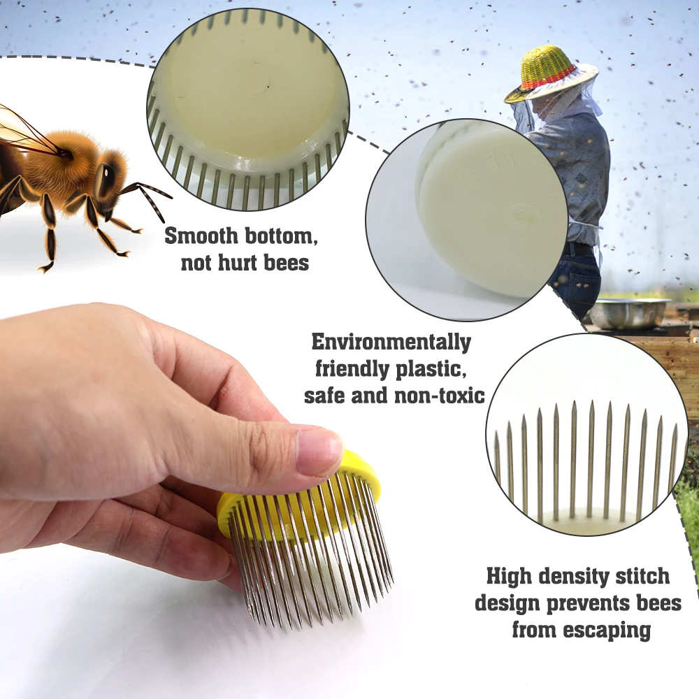 2-10Pcs Beekeeping Tool Stainless Steel Needle Queen Bee Cage Isolation Box Beehive Rearing Cover Catcher Beekeepers Equipment beekeeping tools beekeeping accessories
