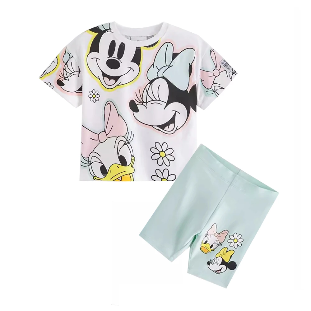 thumbnail image 1 of Disney-camiseta y pantalones cortos con estampado de Minnie Mouse para niños y niñas, ropa de 2 piezas, pijamas para niños pequeños, trajes bonitos, 1 of 5