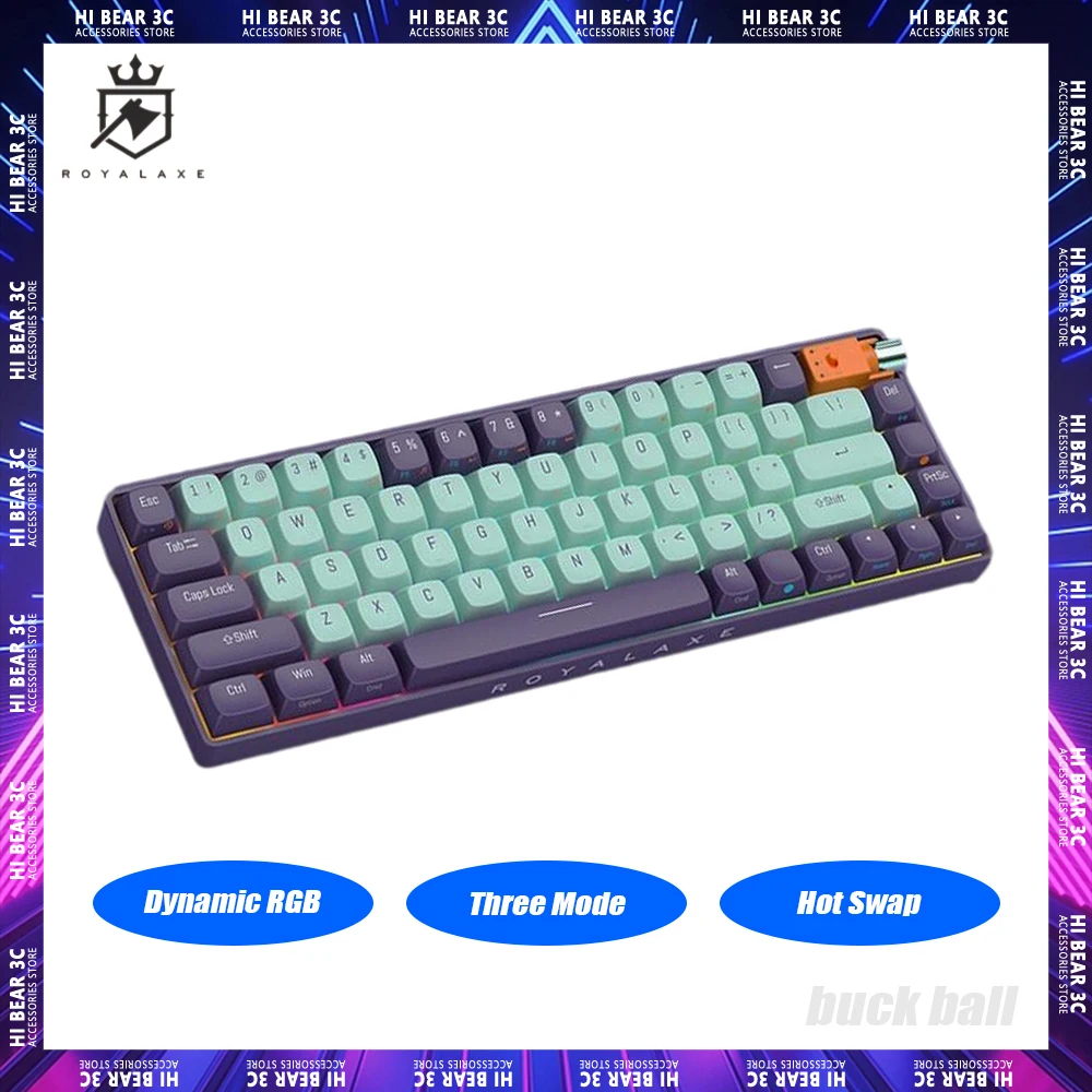 

Royal Axe R87 Wireless Mechanical Keyboard 88 Keys Hot Swap RGB Switching Knob Three Mode Gaming Keyboard Pc Gamer Office Mac