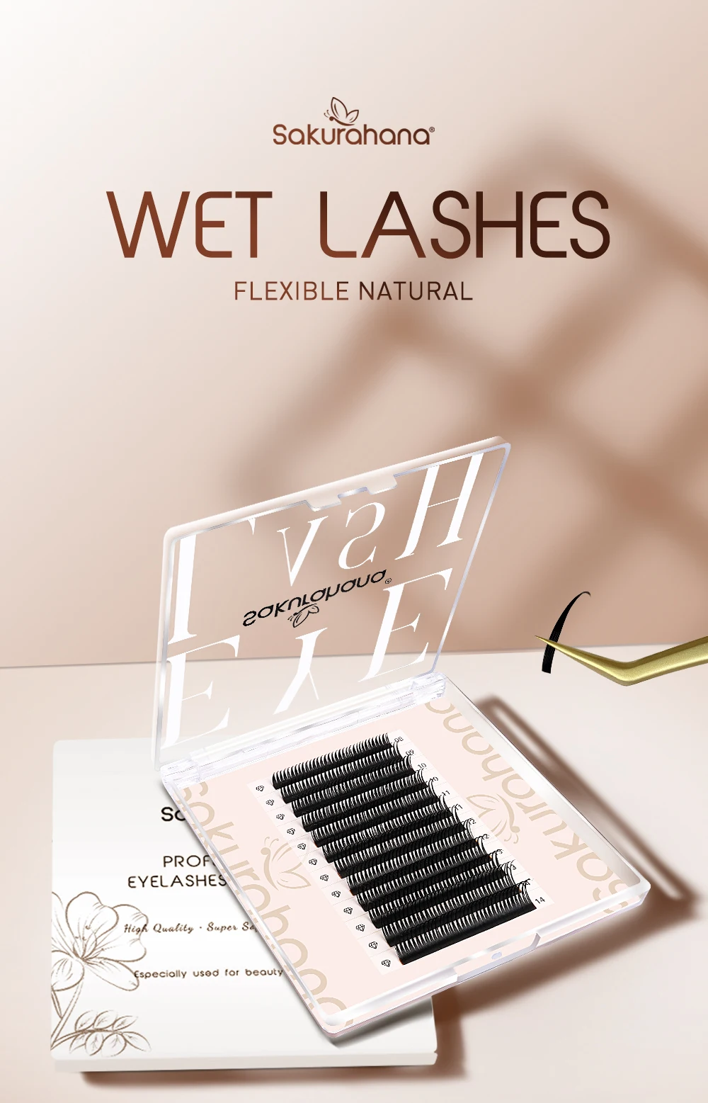 Sakurahana Nasswimpernverlängerung Cosplay Typ Spikes Wimpern Cluster Vorgefertigte Fächer Falsche Wimpern für Make-up Natuhana – Detail 1