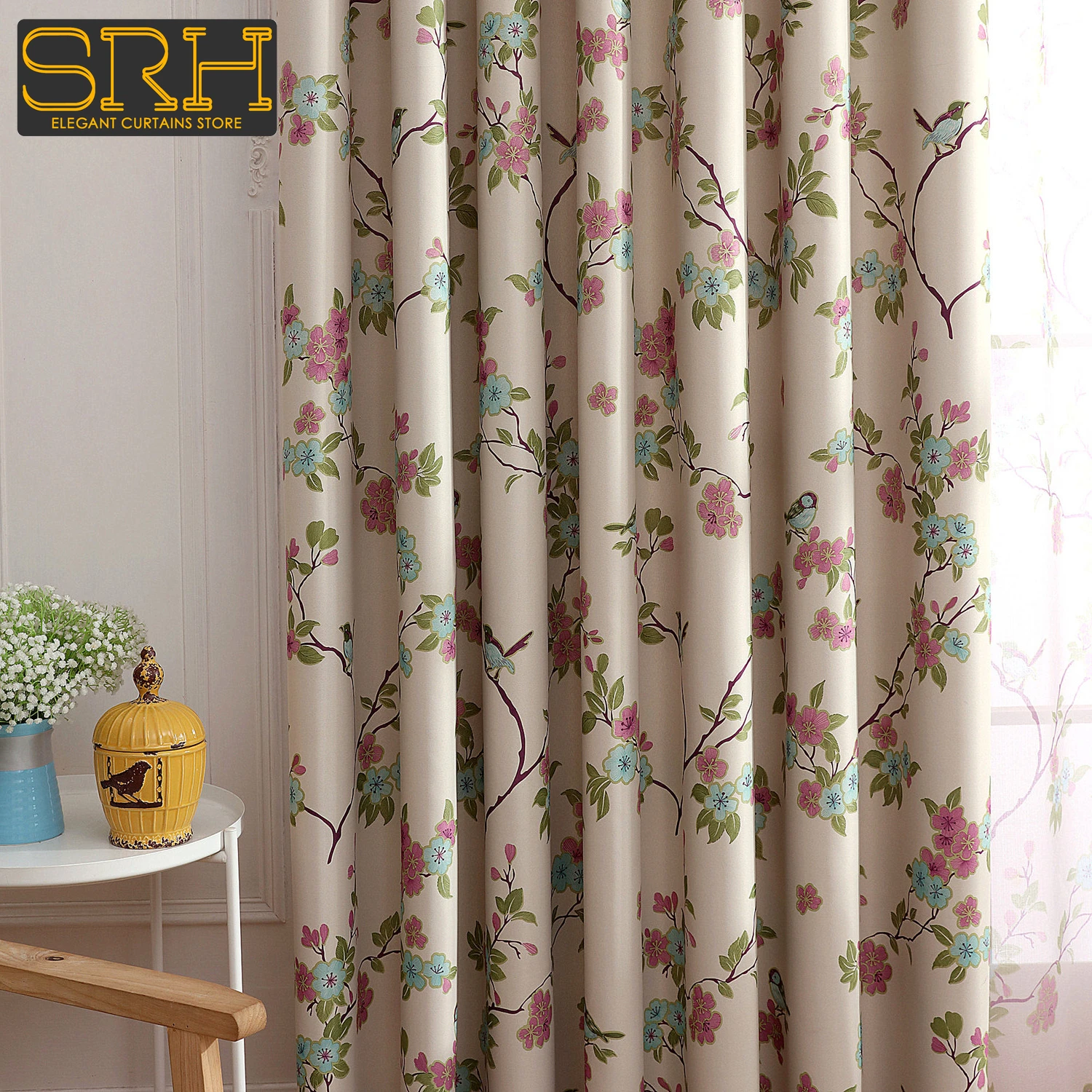 

Thermal Insulation Blackout Curtain Finished Custom Modern Pastoral Living Room Bedroom Window Thicke Decor Jacquard Cloth Tulle