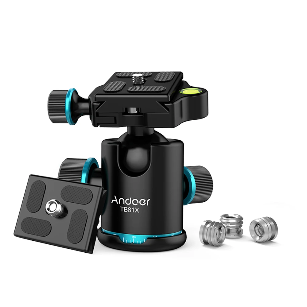 Tripod Ball Head Andoer TB81X 360&deg; Rotating Panoramic For Tripod Monopod Slider DSLR Camera With Adapters Max. Load 8KG