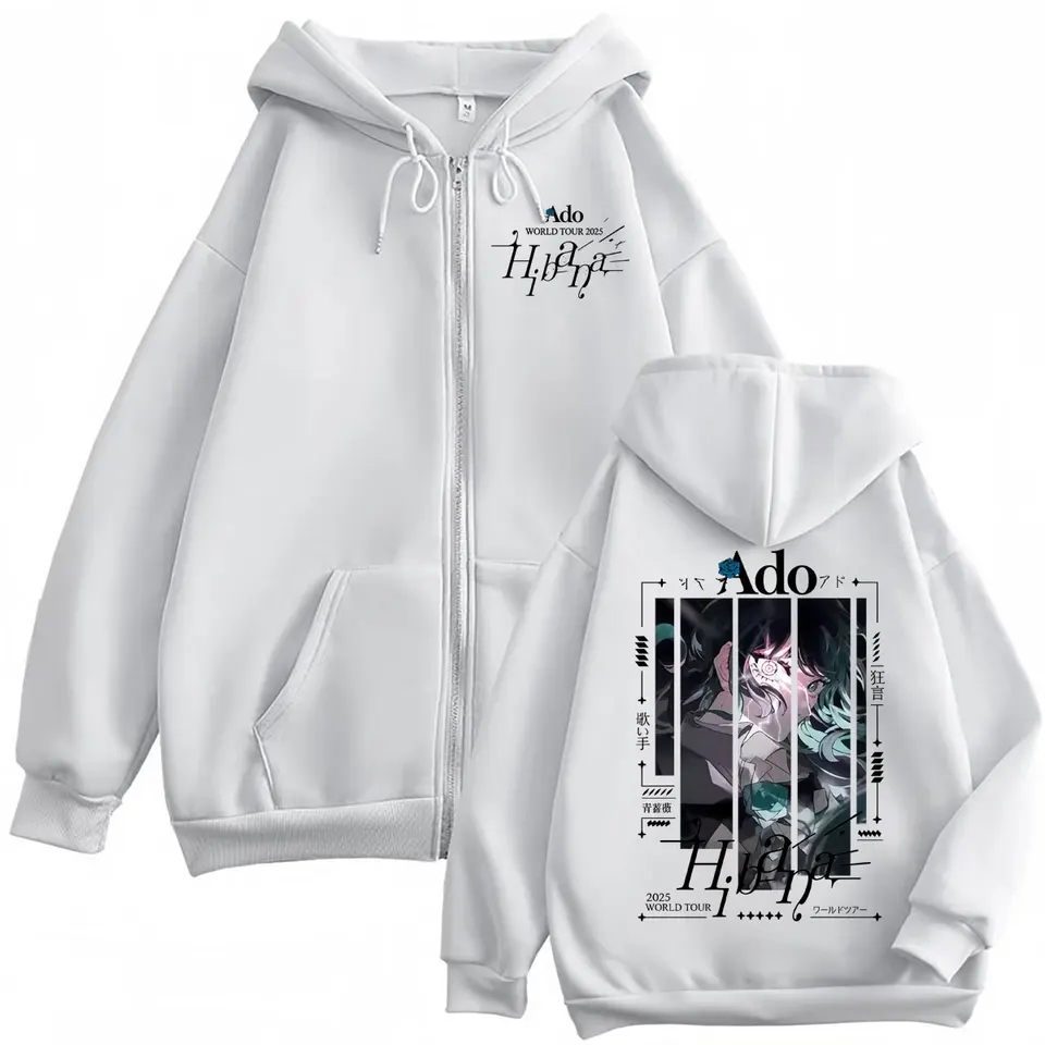 Singer Ado Hibana World Tour 2025 Zipper Hoodie Harajuku Japanese