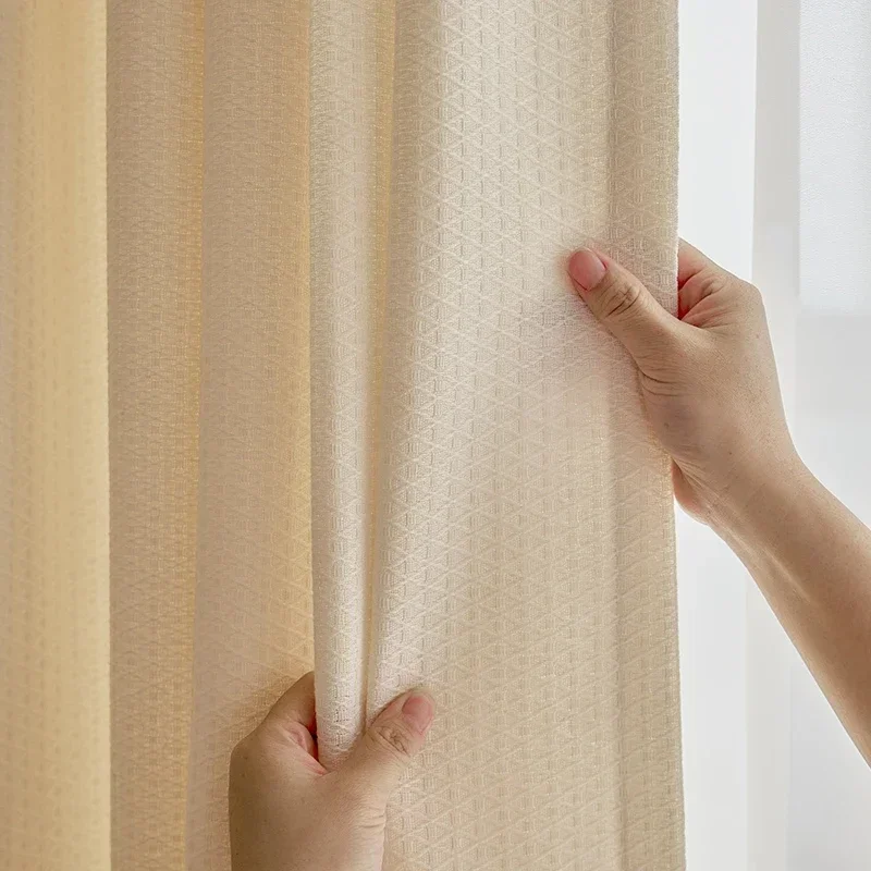 

Beige Gauze Curtain Cotton Linen Texture Transparent Curtains Comfortable Bedroom Curtain Luxury Living Room Decorative Curtains