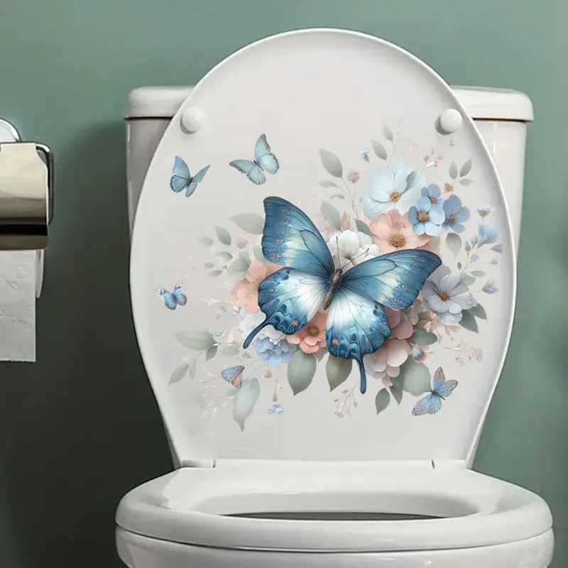 Funny Butterfly Toilet Stickers Waterproof Adhesive Decorative Vinyl Decals for Toilet Lid Wc Refrigerator Home Decoration