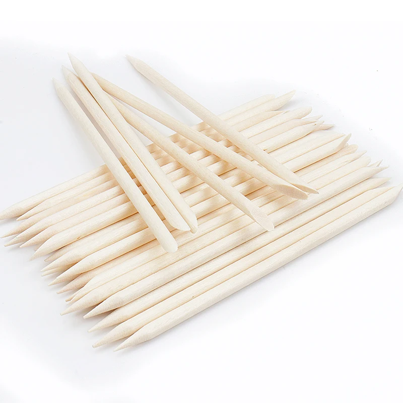 100 Pcs Reusable Wooden Cuticle Pusher Remover Nail Art Design Wood Sticks Dotting Removal Manicure Pedicure Care Tools