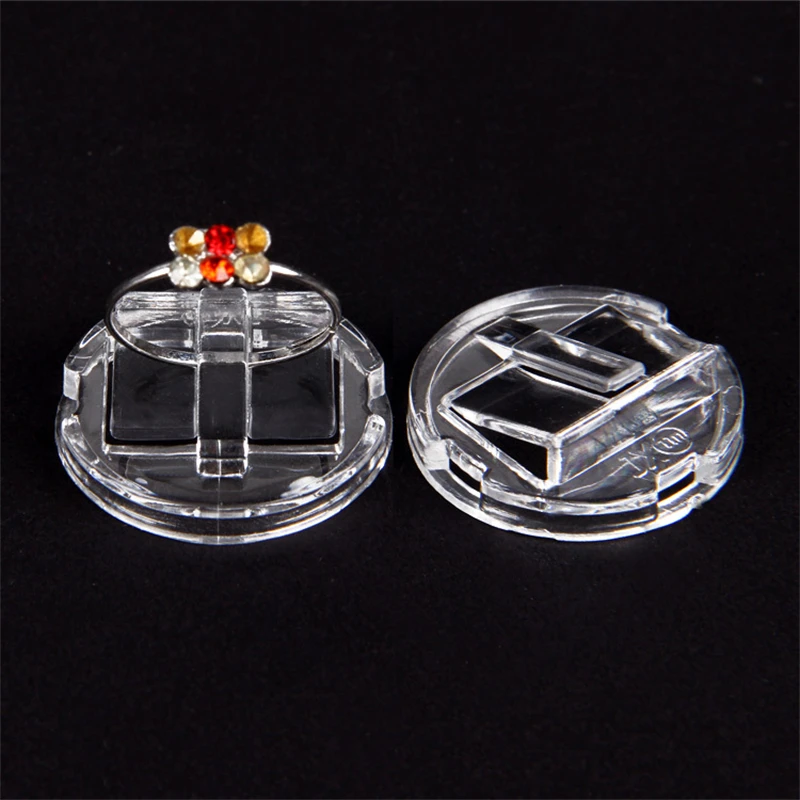 TONVIC 50/100pcs Plastic Ring Display Clip Transparent Stand Holder Round Base Organizer Props High Quality Wholesale