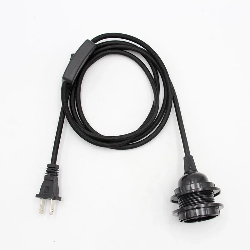 2 Prong Plug Power Cord with Inline Switch and Bulb Holder for Hanging or Table Lamps