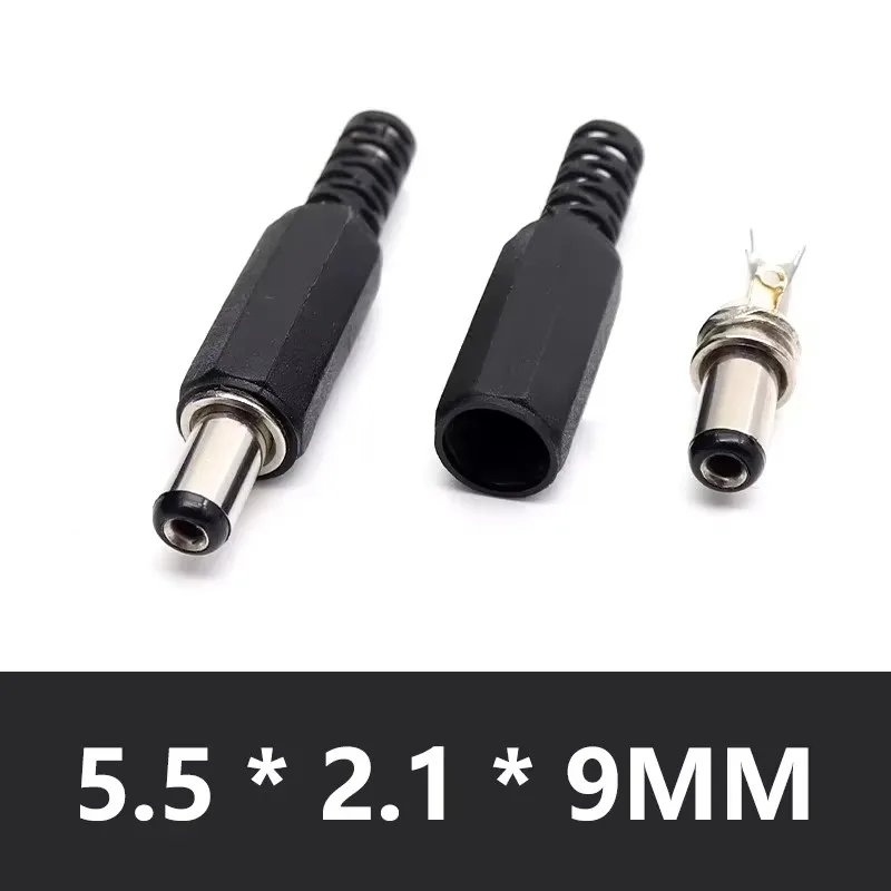 Bulk DC Power Plug Connectors - Solder Type Adapters, 5.5mmx2.5mm, Male Jack