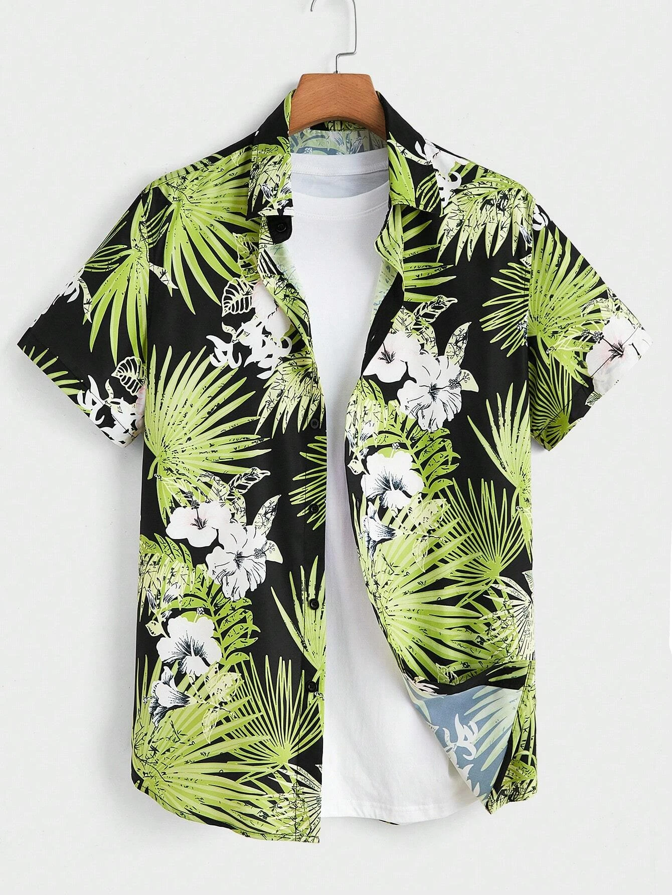 Hawaiian Print Men's and Women's Short Sleeve Shirts Oceanside Lapel Button-Down Shirt Tops 3