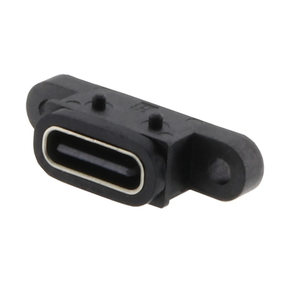 

50pcs TYPE C 2 Pin Waterproof Female USB C Socket Port With Screw Hole Fast Charge Charging Interface 180 Degree USB Connector