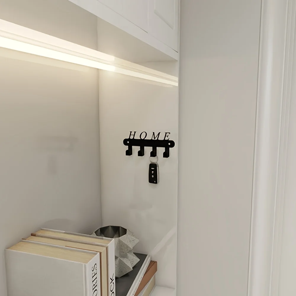Key Holder for Wall Adhesive 4 Hooks Wall Mounted Black Hangers for Decor No Drill Living Room self adhesive hooks wall hanging hook metal wall key holder key holder adhesive hooks wall key holder magnetic key holder