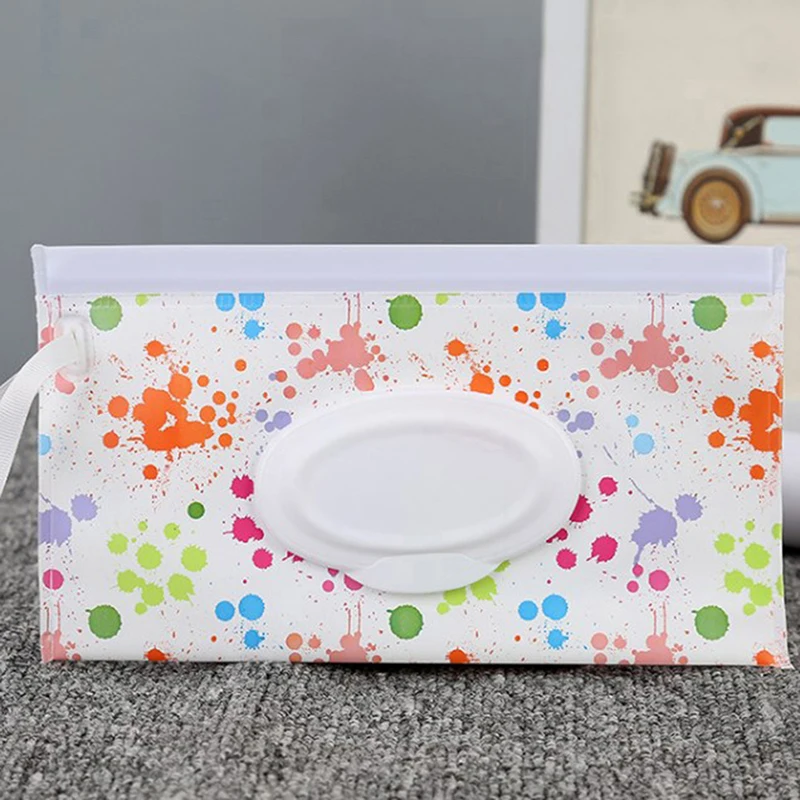 Wet wipes bag EVA baby snap-strap refillable flip cover tissue box outdoor useful baby stroller accessory