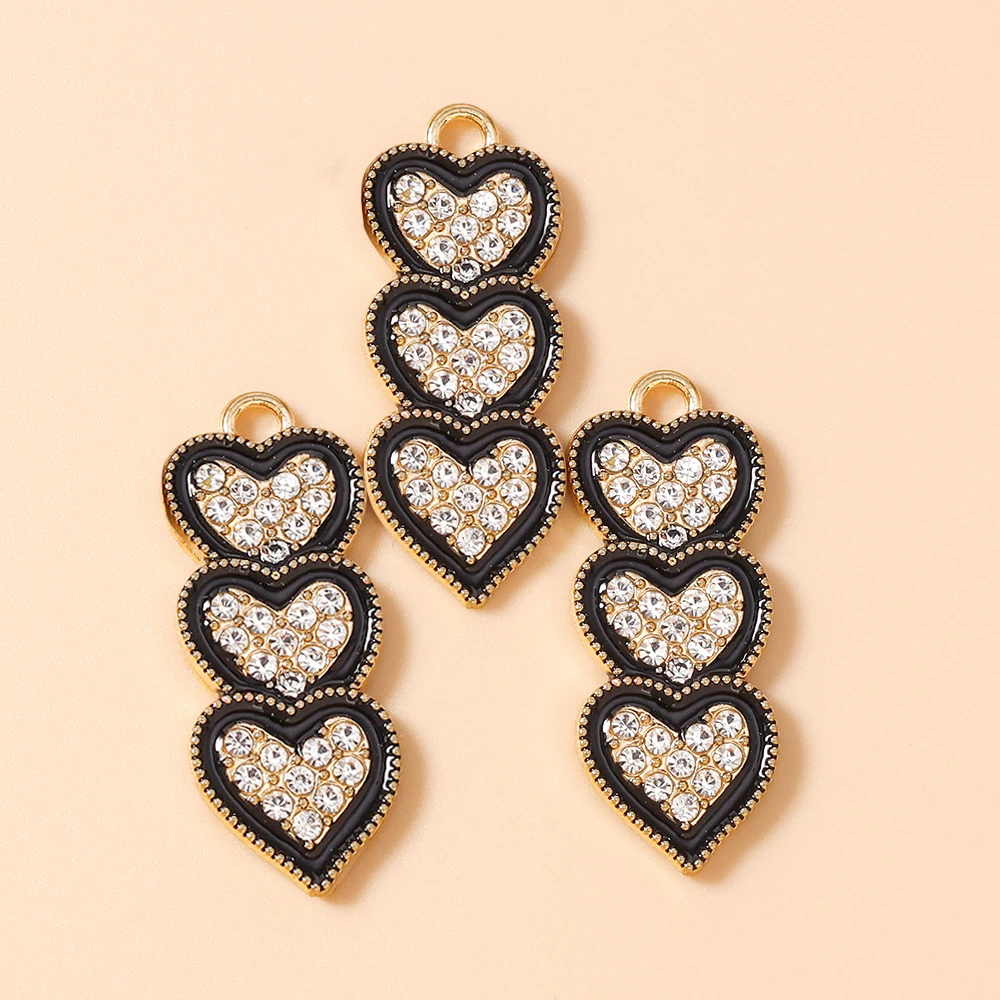 Leslie 10 Stück 12 x 31 mm Emaille bunte Kristall-Liebesherzen-Charms für Anhänger, Schmuckherstellung, Halskette, Schlüsselanhänger, DIY, handgefertigtes Handwerk – Detail 7