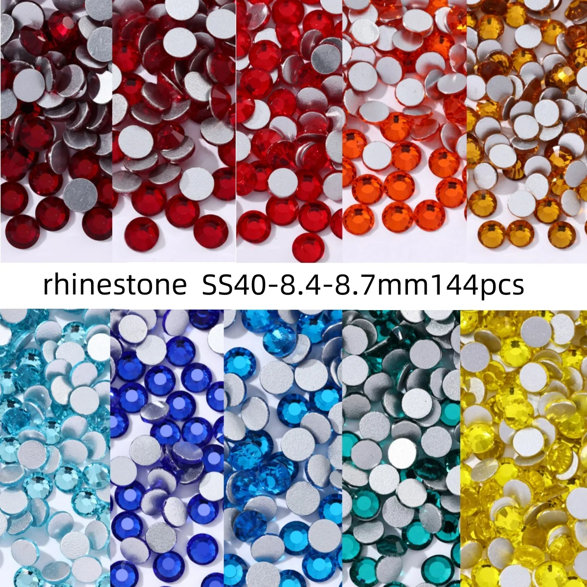 

SS40 8.5mm large-sized glass flat bottom diamond DIY jewelry nail enhancement crystal phone case car circular diamond sticker