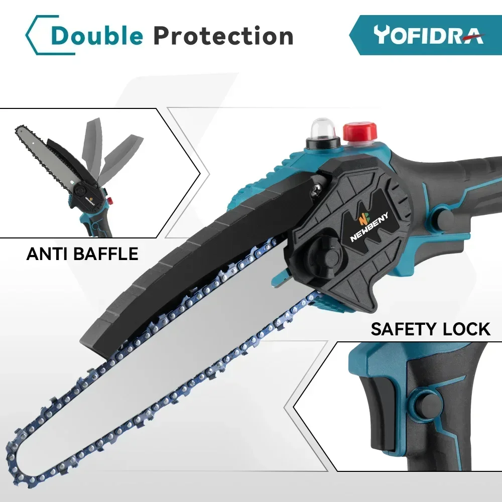 electric chainsaw 8 Inch Brushless Cordless Oiler Handheld Garden Wood Cutting Logging Chainsaw Power Tool For Makita 18V Battery Pin