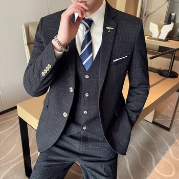 Abito da sposa di alta qualità per uomo, affari alla moda, sposo professionale e testimone, bel set da due pezzi